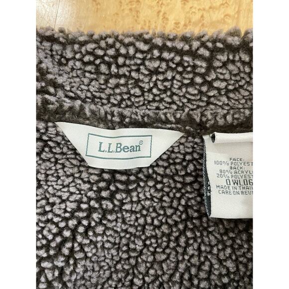 LL Bean Faux Suede Brown Shearling Sherpa Coat Lined Coat Women's Petite Large - Picture 6 of 12